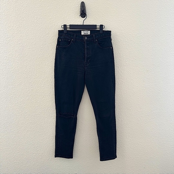 Reformation Denim - Reformation Jeans Skinny Pants Women 29 Black‎ High Rise Distressed Button Fly